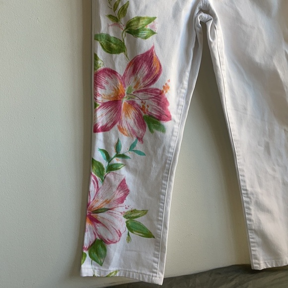 White Floral Lauren Ralph Lauren Jeans Size 8 - Picture 10 of 11